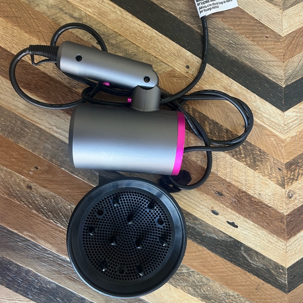 Gray and Pink Hair Dryer with Diffuser